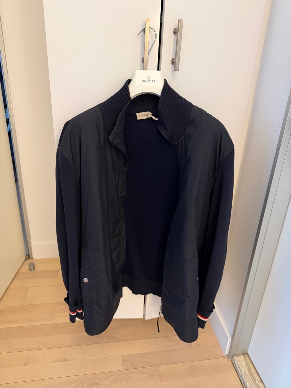 Moncler Men’s Navy Padded Hybrid Knit Jacket Cardigan 3XL